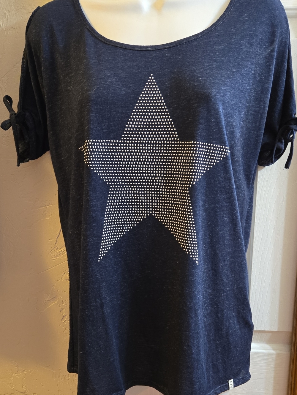 Marc New York Navy Short Sleeve Tee with White Stud Star Detail